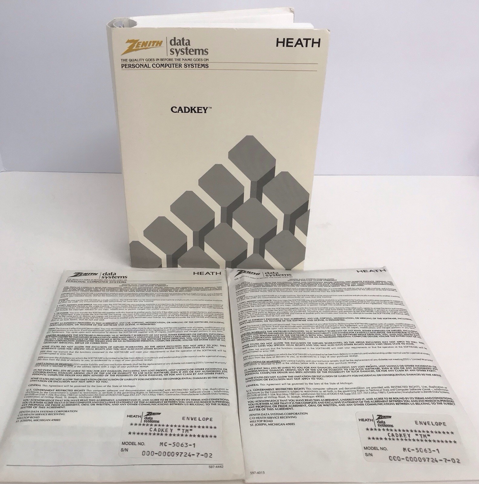 Vintage Heath Zenith Data Systems CADKEY Software and Manual 5.25" Disks
