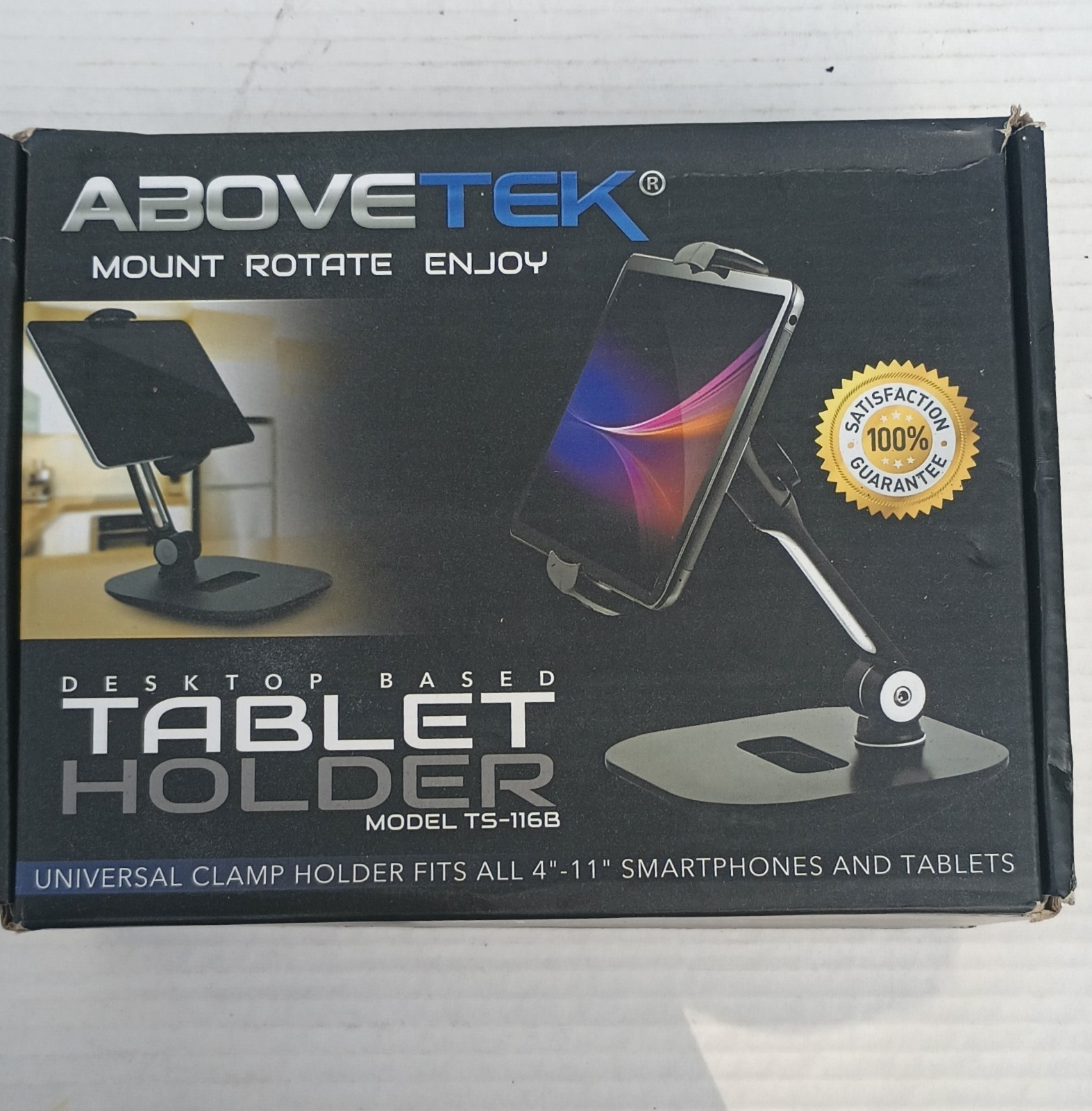 Adjustable Long Arm Tablet Stand Smartphone Holder Desktop Rotating Clamp Mount