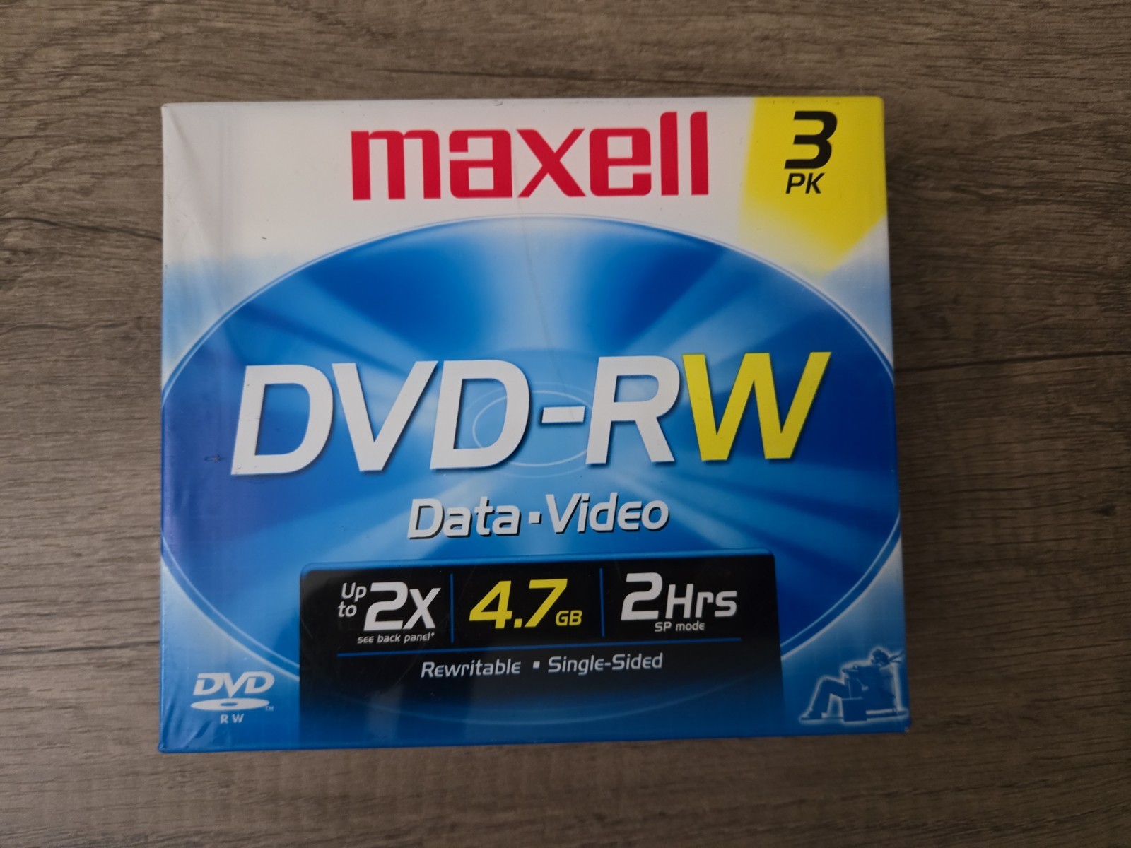 3 Pack Maxell  DVD-RW Blank Disc - Rewritable 4.7 Gb with Slim Jewel Case,
