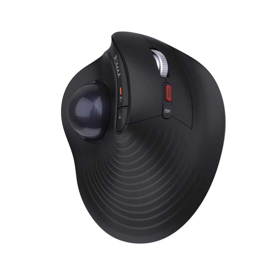Wireless Vertical Trackball Mouse 3Device 2.4G Bluetooth 5.0 TypeC Black PC