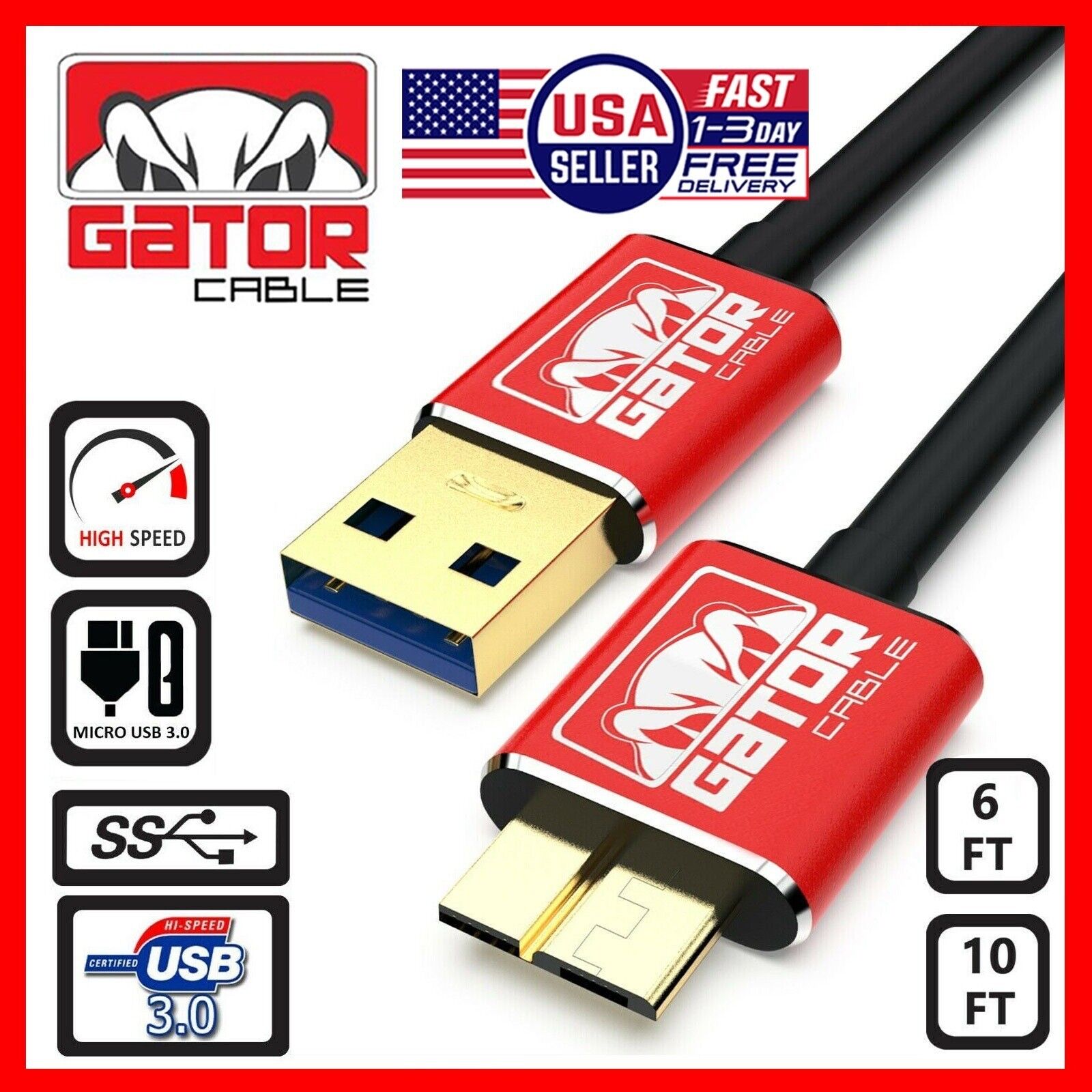 Micro USB 3.0 Cable High Speed Data SYNC For HDD Portable External Hard Drive