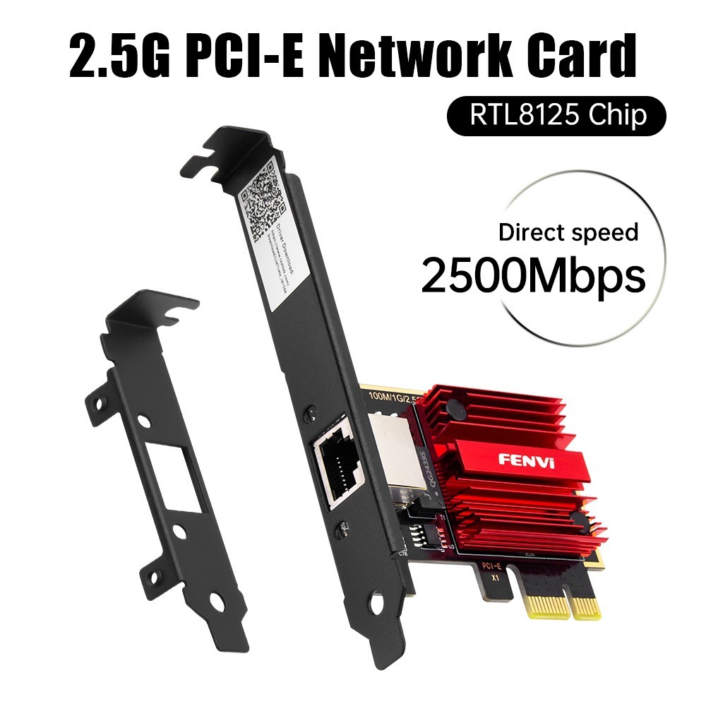 2.5G PCIe Network Card RTL8125 2.5GbE to RJ45 Low Profile for Gaming PC NAS