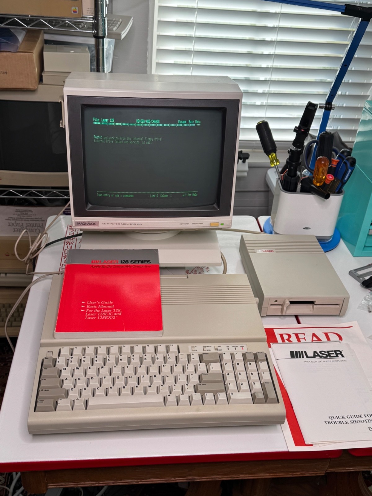 Vintage Laser 128 Apple IIc/IIe Compatible Computer + FD-100C Drive WORKING