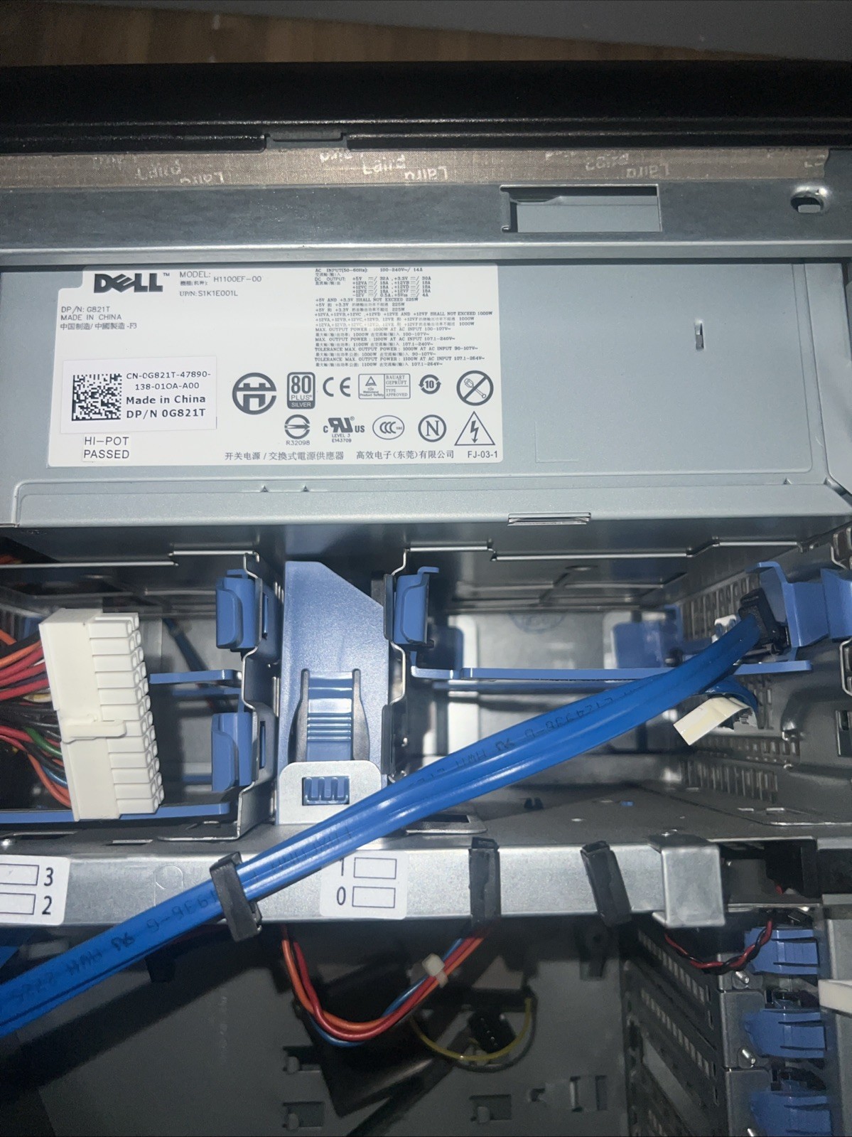 DELL PRECISION T7500 WORKSTATION 1100W POWER SUPPLY MODEL H1100EF-00 0G821T EWC