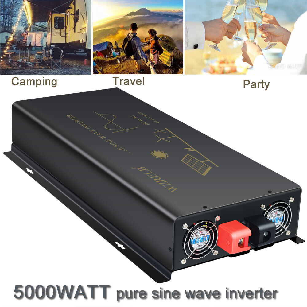 Pure Sine Wave Inverter 12V 24V to 120V 5000W Car Power Converter Solar Truck RV