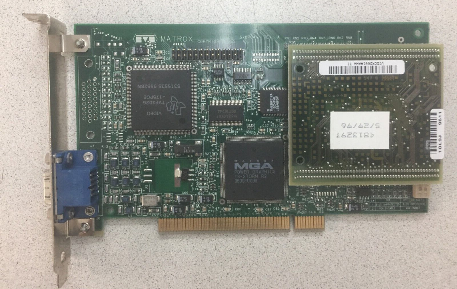 Vintage MATROX 576-04 REV.A PCI VIDEO CARD with VIDCRD001AAWW TI M0DULE