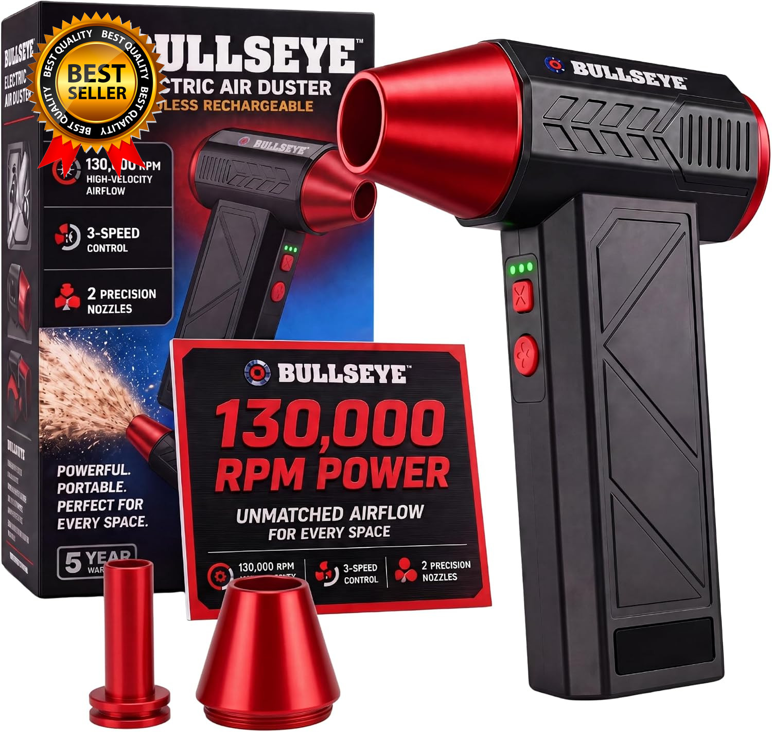 BULLSEYE Blaster 130000 RPM Electric Air Duster  Rechargeable Cordless