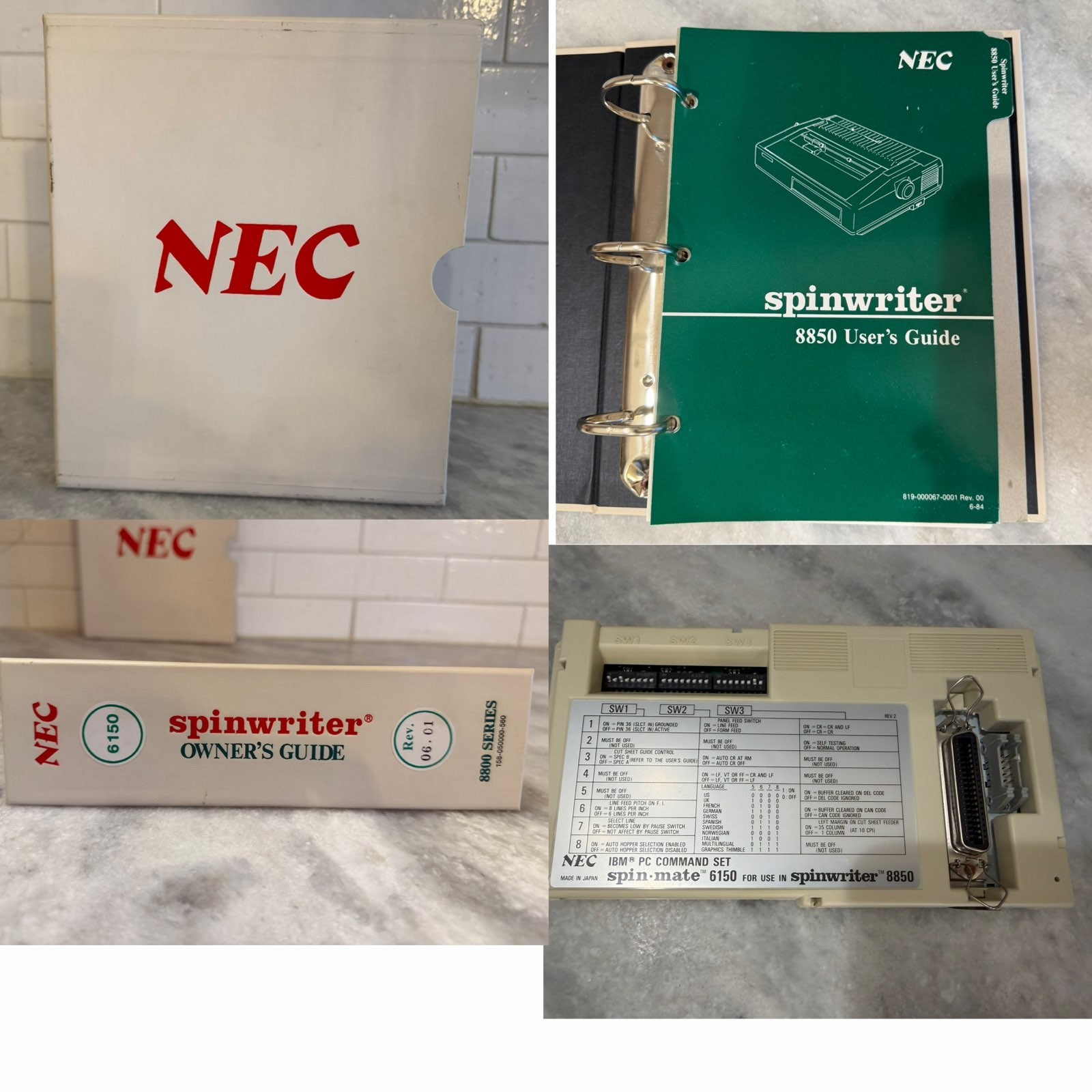 RARE VTG NEC IBM PC COMMAND SET SPIN MATE 6150 + SPINWRITER 8850 USER GUIDE