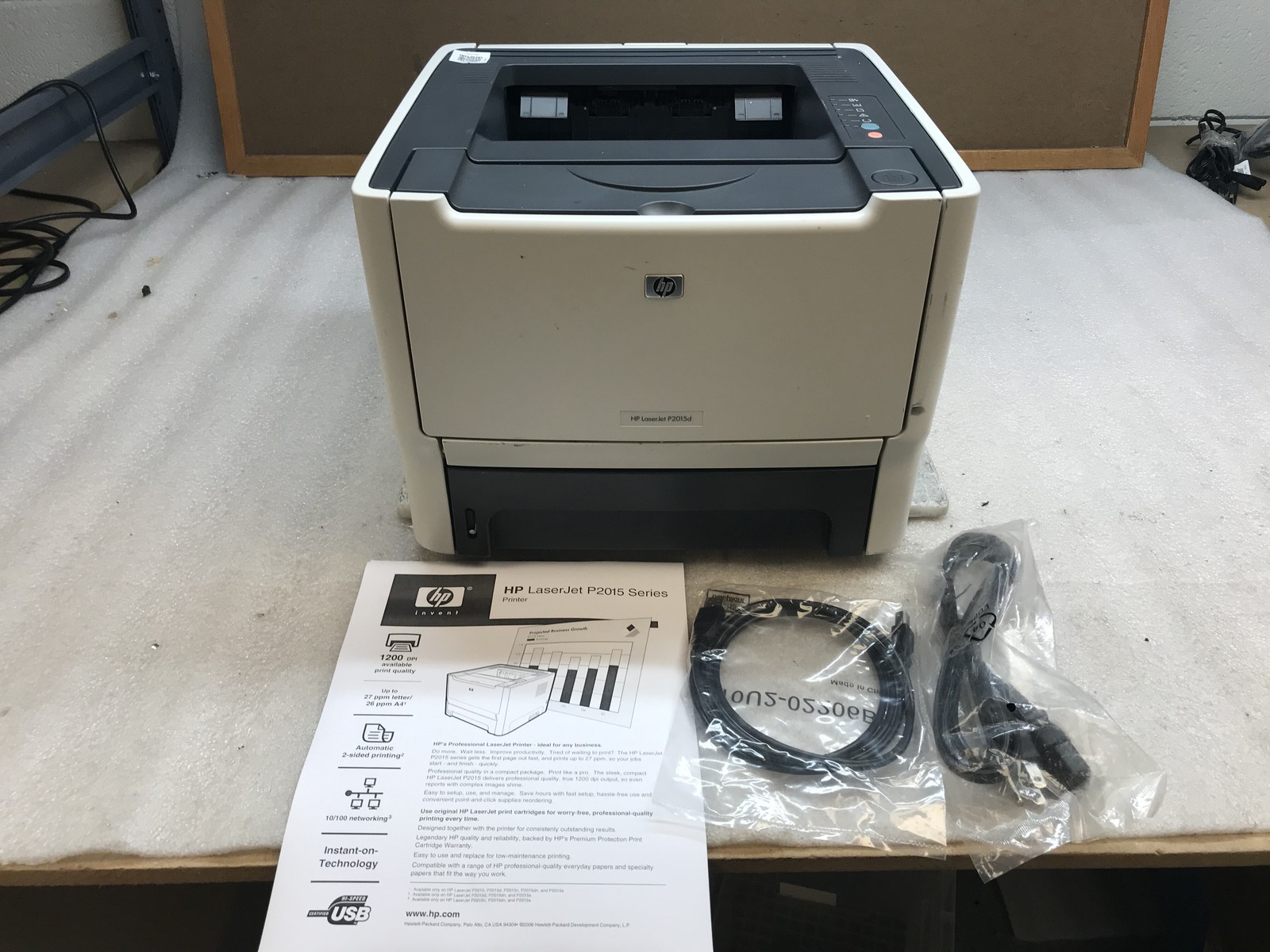 HP LaserJet P2015D Monochrome Laser Printer 32MB 12.8k Pg Ct w/ Toner & Cables