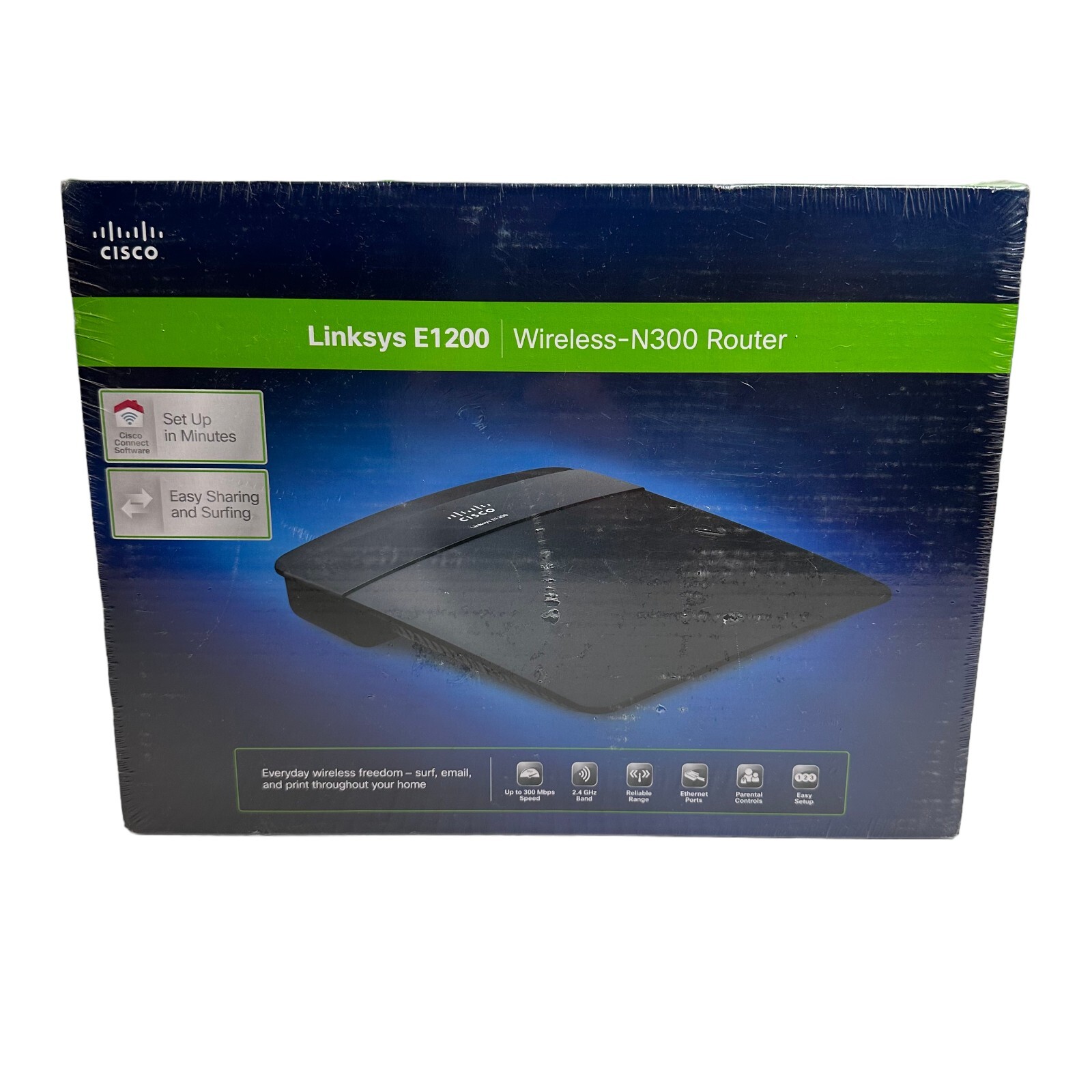 Cisco Linksys E1200 Wireless-N300 802.11n Router WiFi 4 Ethernet Ports