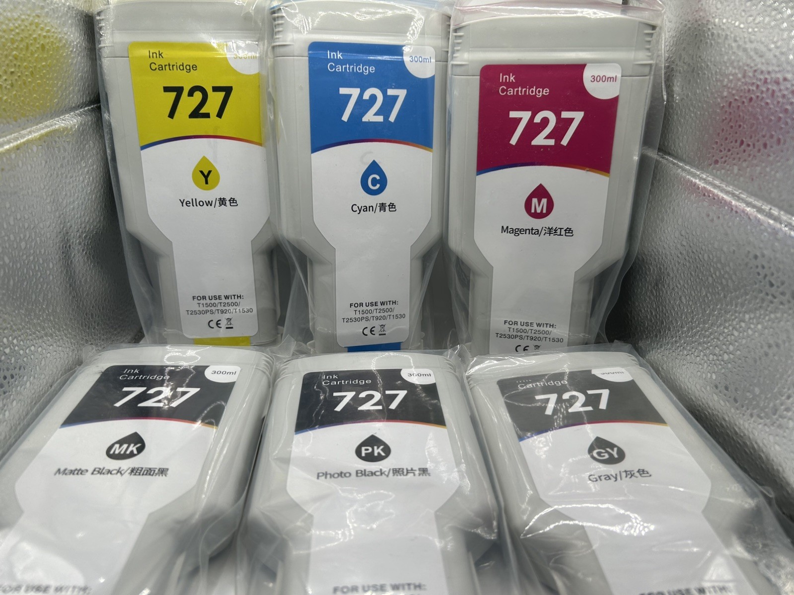 DesignJet 727 Ink Cartridges 300-ml (6-Pack) Replacement for HP 727 Ink