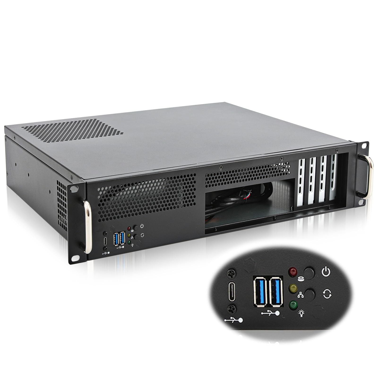 RackChoice 2U Server Chassis Short Depth 14.17 Front I/O with 2 x 3.5“ (int.)