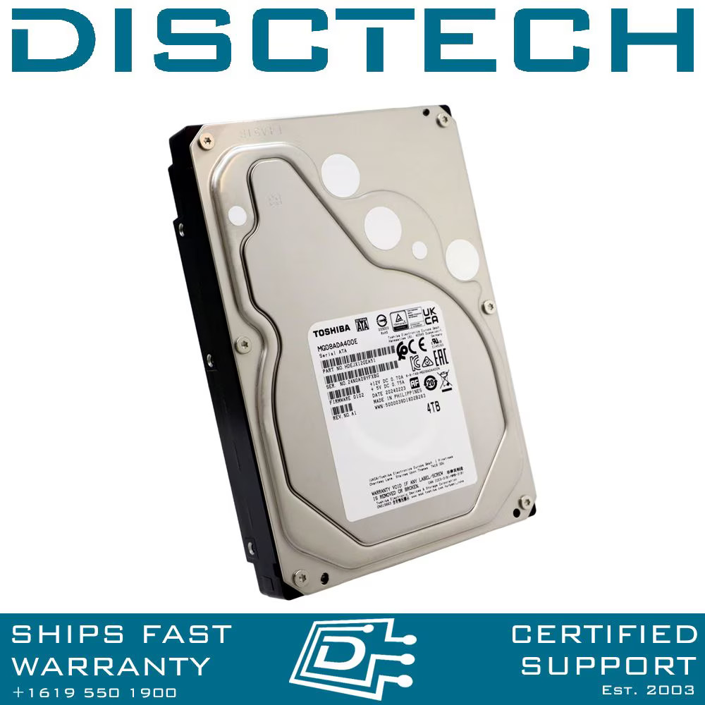 Toshiba MG08ADA400E MG08-D Series 4TB 7.2K RPM 3.5" 6Gb/s 512e/4Kn SATA HDD