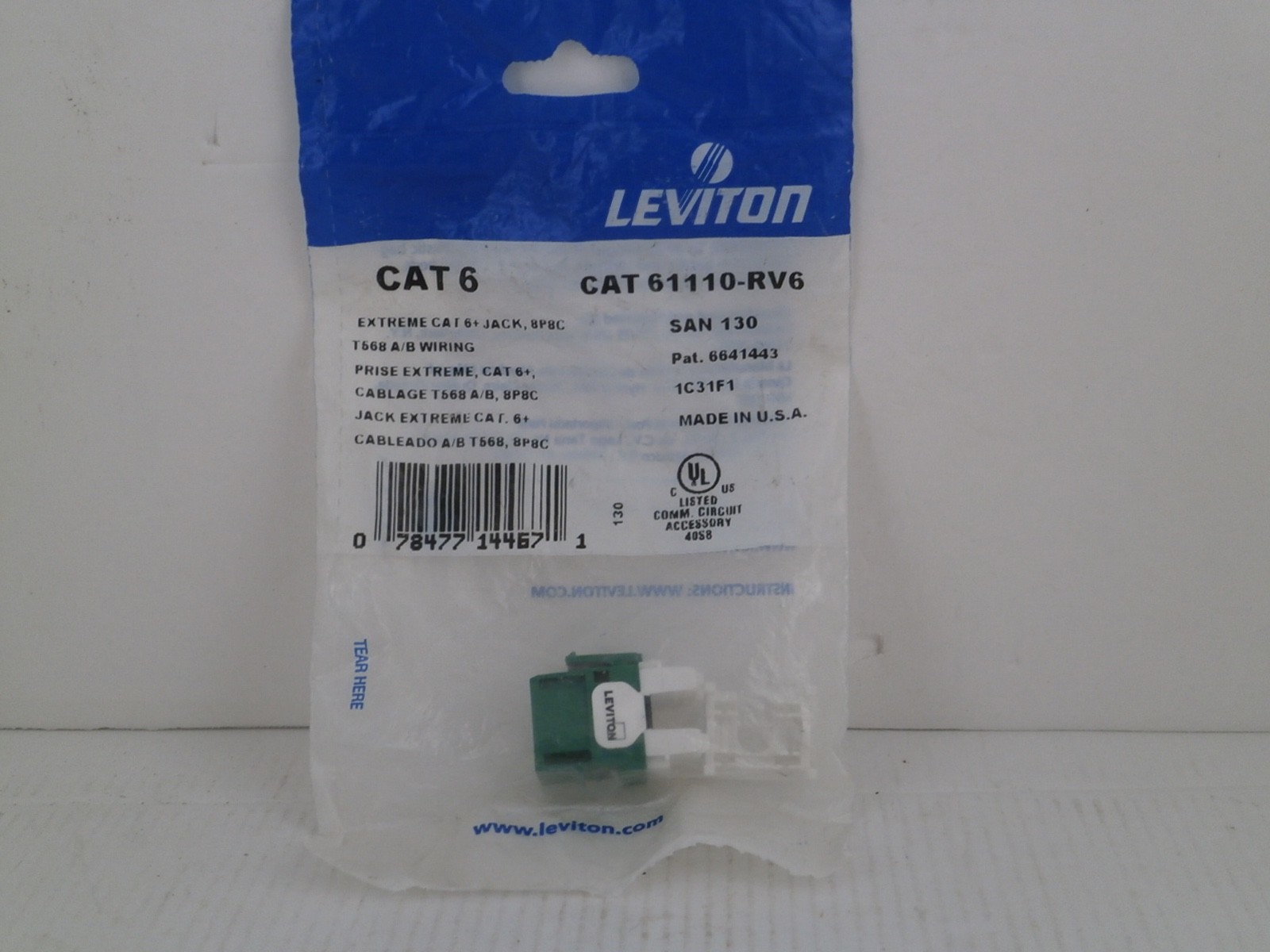 LEVITON EXTREME CAT 6+ JACK  CAT61110-RV6   *NEW ORIGINAL SEALED PACKAGE*