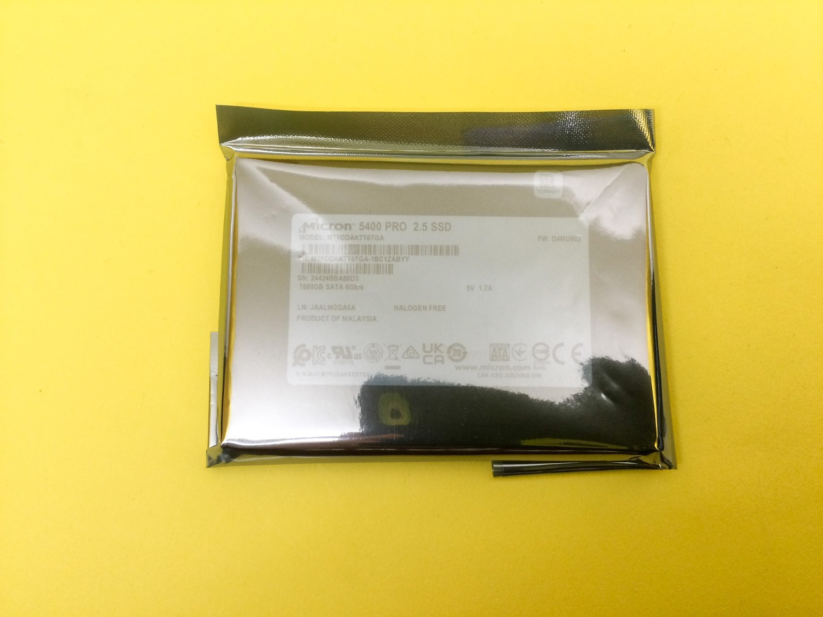 MTFDDAK7T6TGA MICRON 5400 PRO 7.68TB SATA 6Gb/s 2.5" SSD NEW