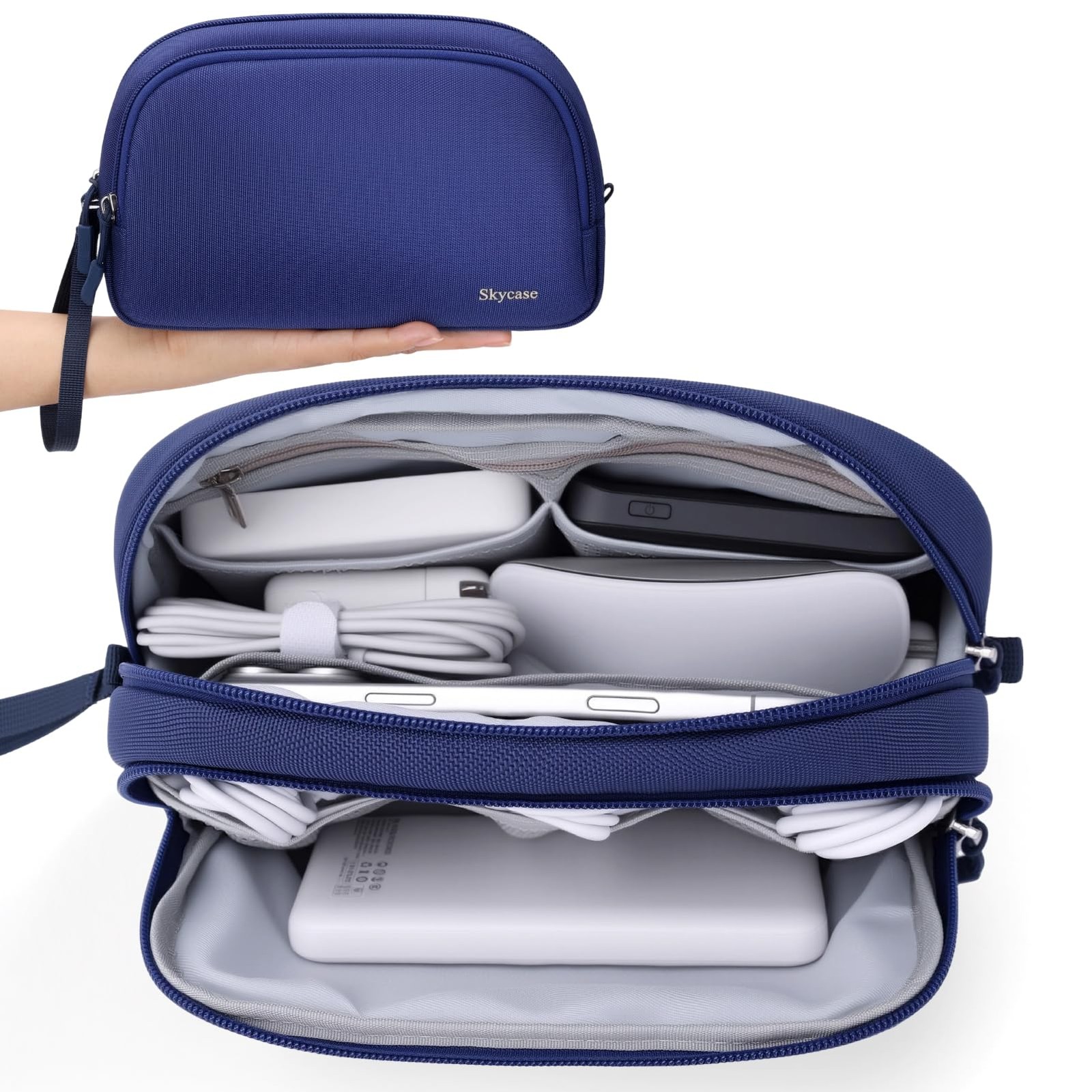 Skycase Travel Electronics Organizer, Cable Organizer Case for S, Blue