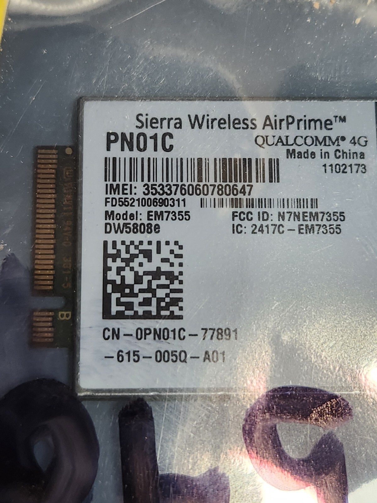 Sierra Wireless AirPrime PN01C Qualcomm 4G LTE WWAN Card EM7355