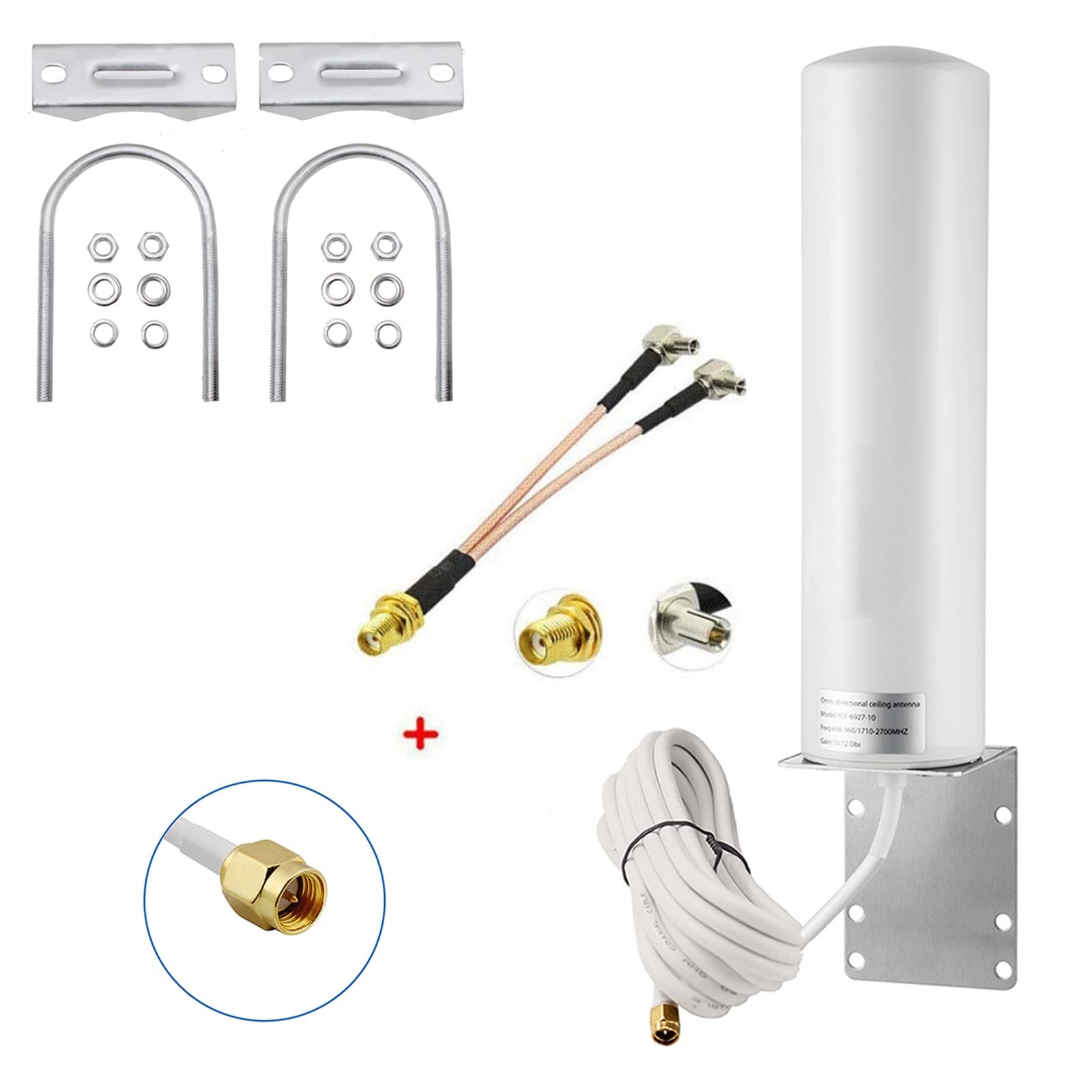 High Gain 10-12dBi External SMA Male/Dual TS9 3G 4G LTE Bracket Mount 12dBi