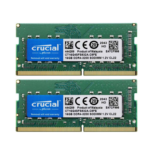 Crucial SODIMM RAM 16GB DDR4 3200 MHz Laptop Memory CT16G4SFS832A (Pack of 2)