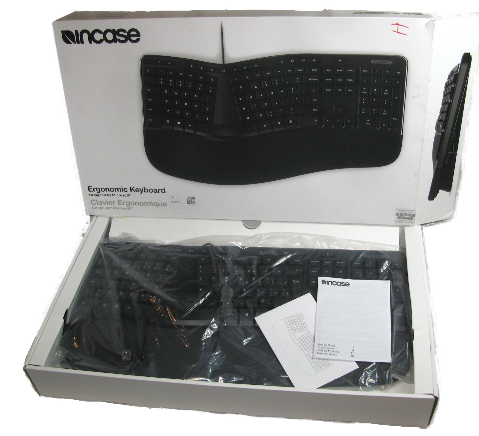 NEW InCase Wired Ergonomic Keyboard-Microsoft-Canadian Keys Clavier Ergonomique