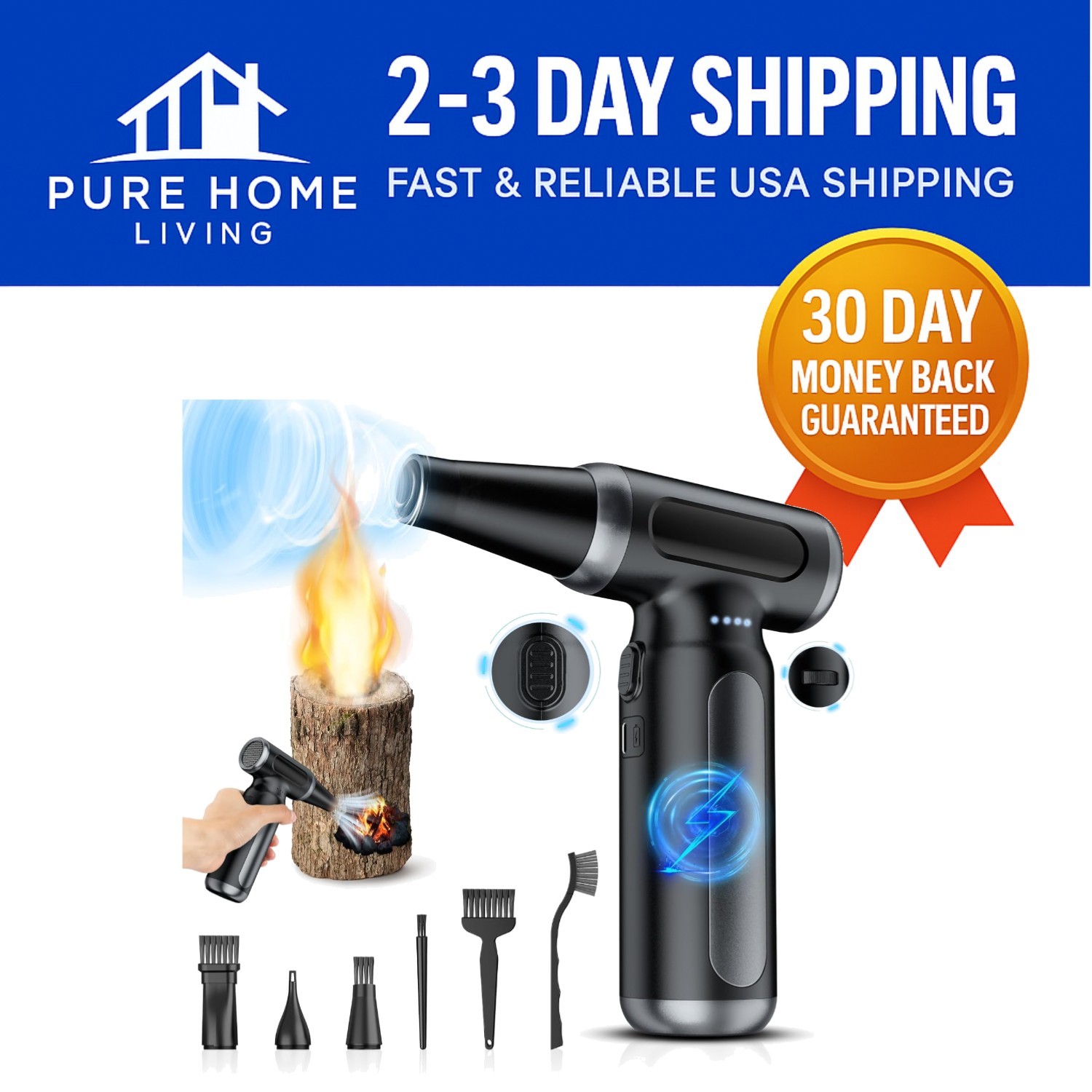33,000 RPM Rechargeable Air Duster - Compact Cordless Blower for Home & Office
