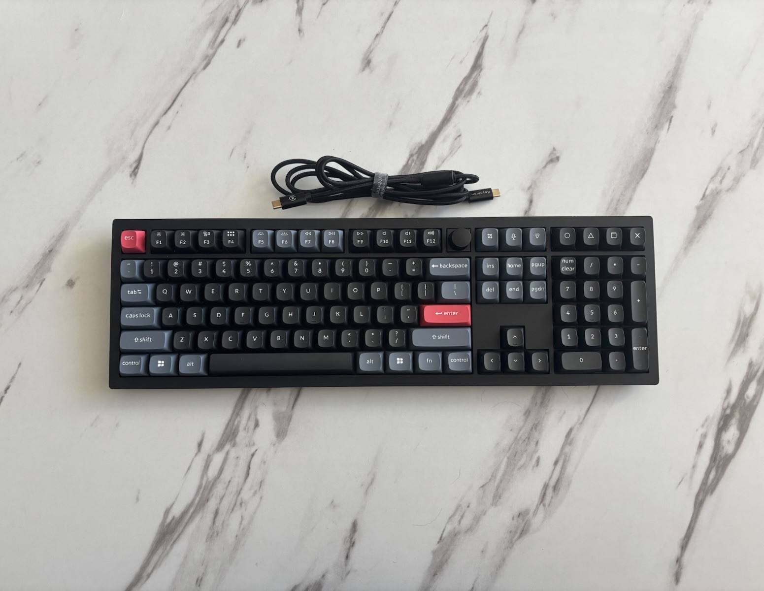 Keychron V6 Full Size Wired Mechanical Keyboard Linear Switches w/ Knob & Cable