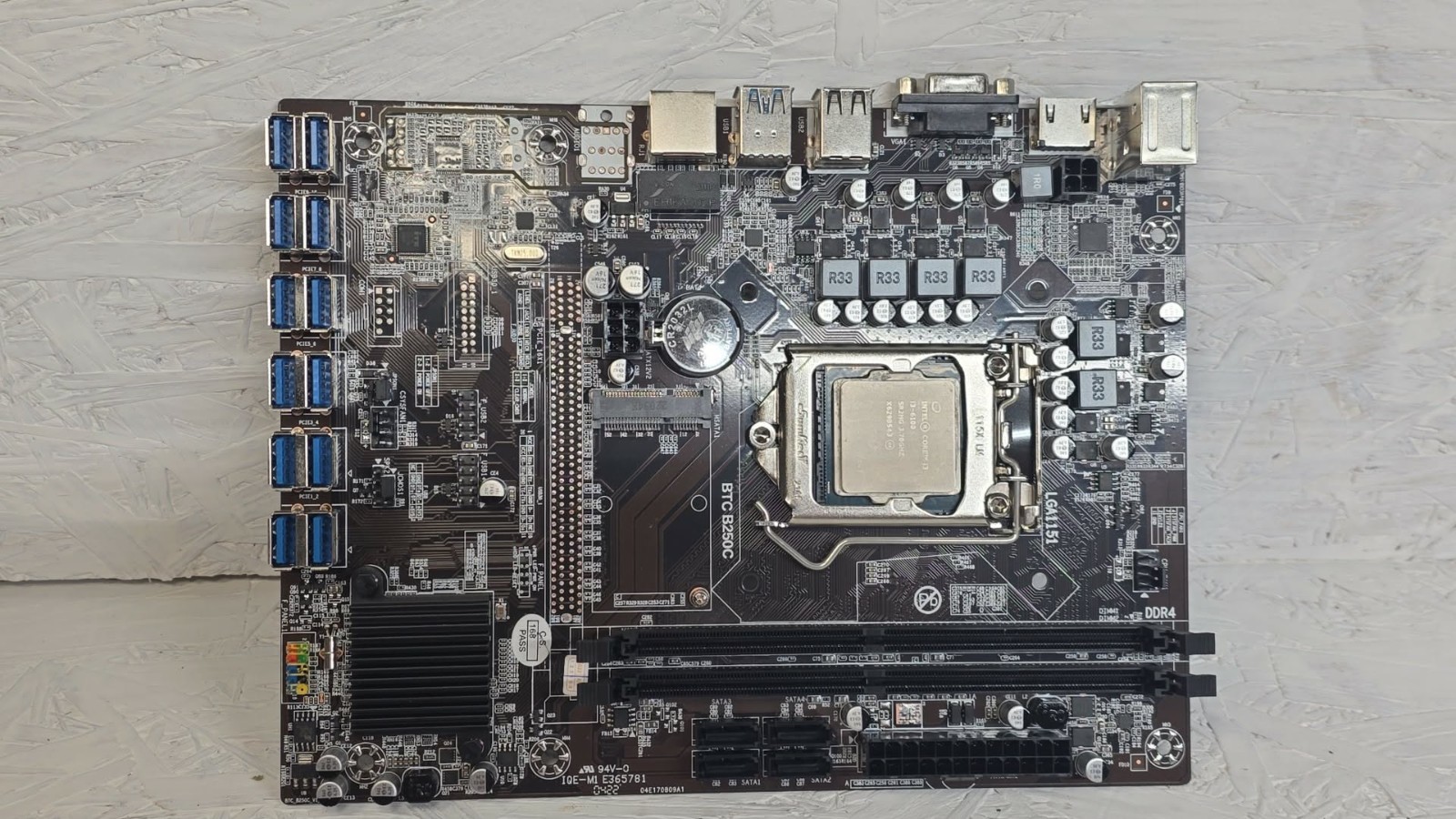 B250C BTC  DDR4 Computer Mining Motherboard for LGA1151 With I3-6100 Cpu 