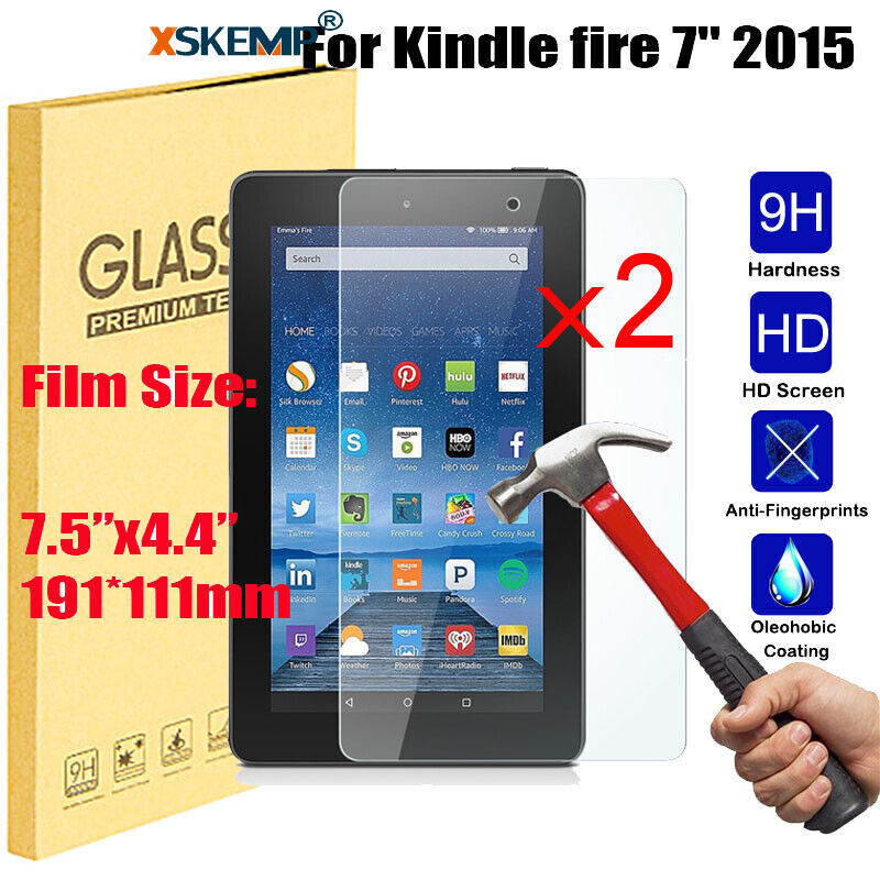 2Pc For Amazon Kindle Fire 7 HD8 5th 7th Premium Tempered Glass Screen Protector