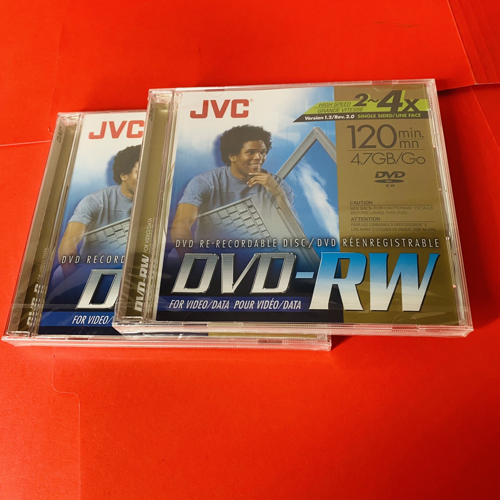 JVC Blank Recordable DVD-R Disc Video Data  120 min. 4.7 GB New Sealed LOT of 2