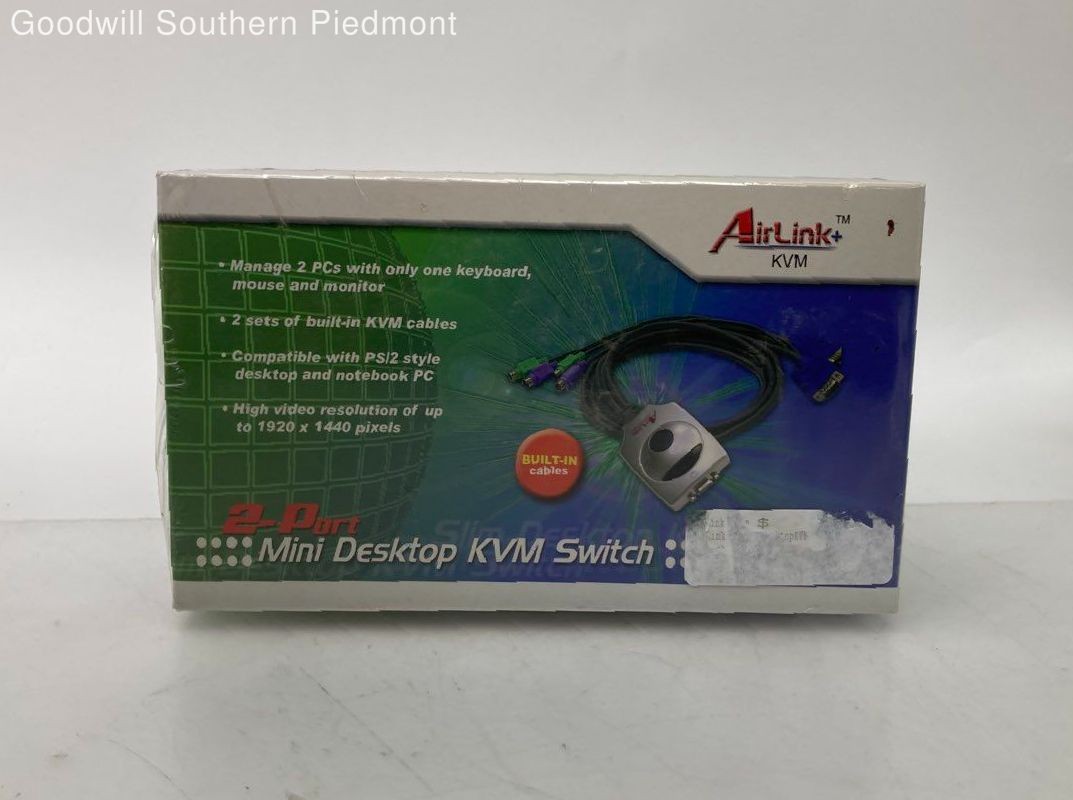 AirLink+ KVM-AKVM-2 2-Port Slim Desktop Mini KVM Switch - New