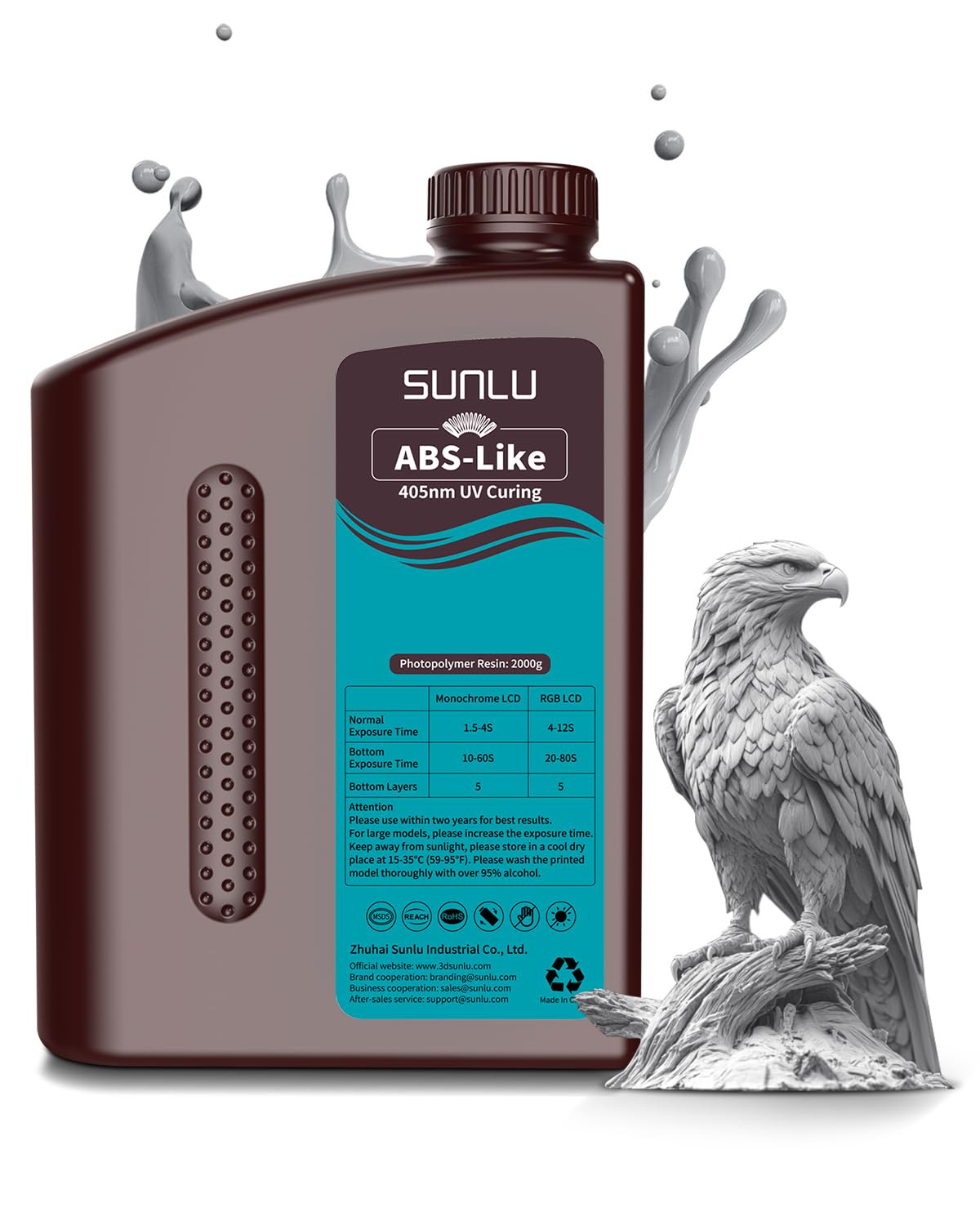 2000G ABS like Resin for 3D Printer, 405Nm UV Curing Photopolymer Rapid