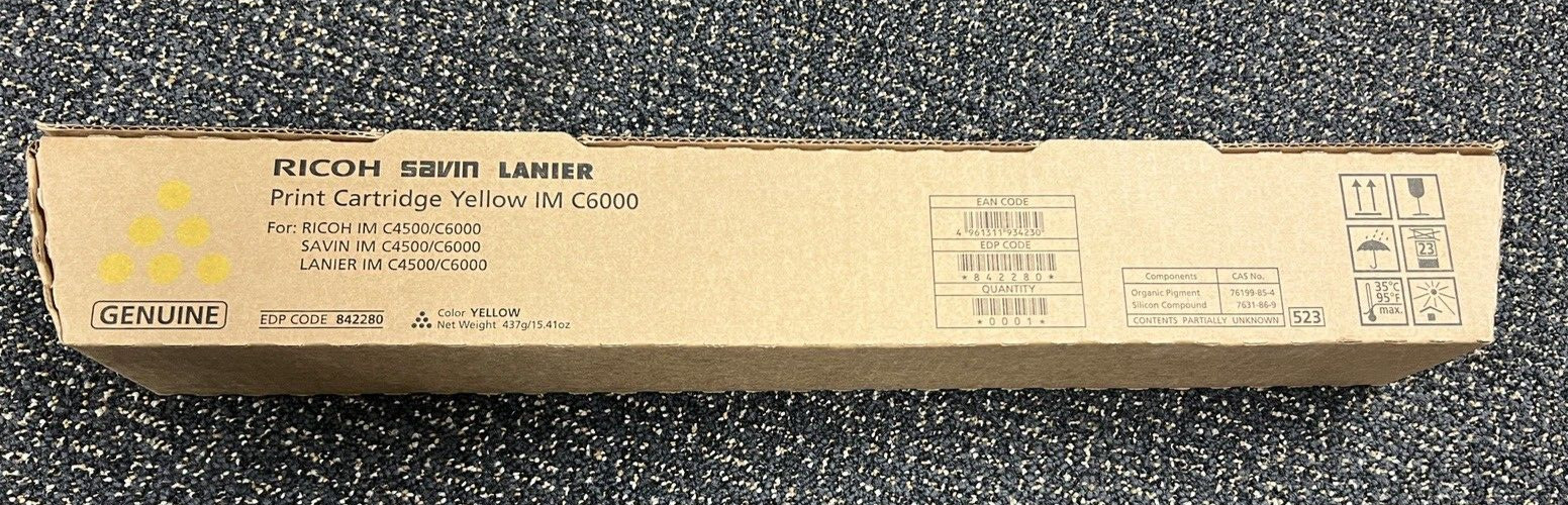 NEW Ricoh Savin Lanier 842280  Printer Cartridge IM C6000 YELLOW Toner  OEM NEW