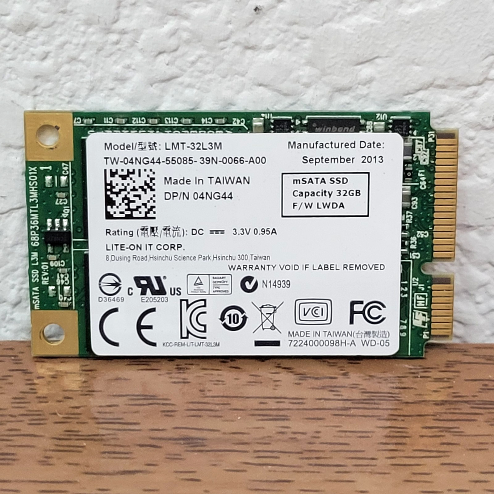LITE-ON 32GB mSATA SSD LMT-32L3M DP/N: 04NG44