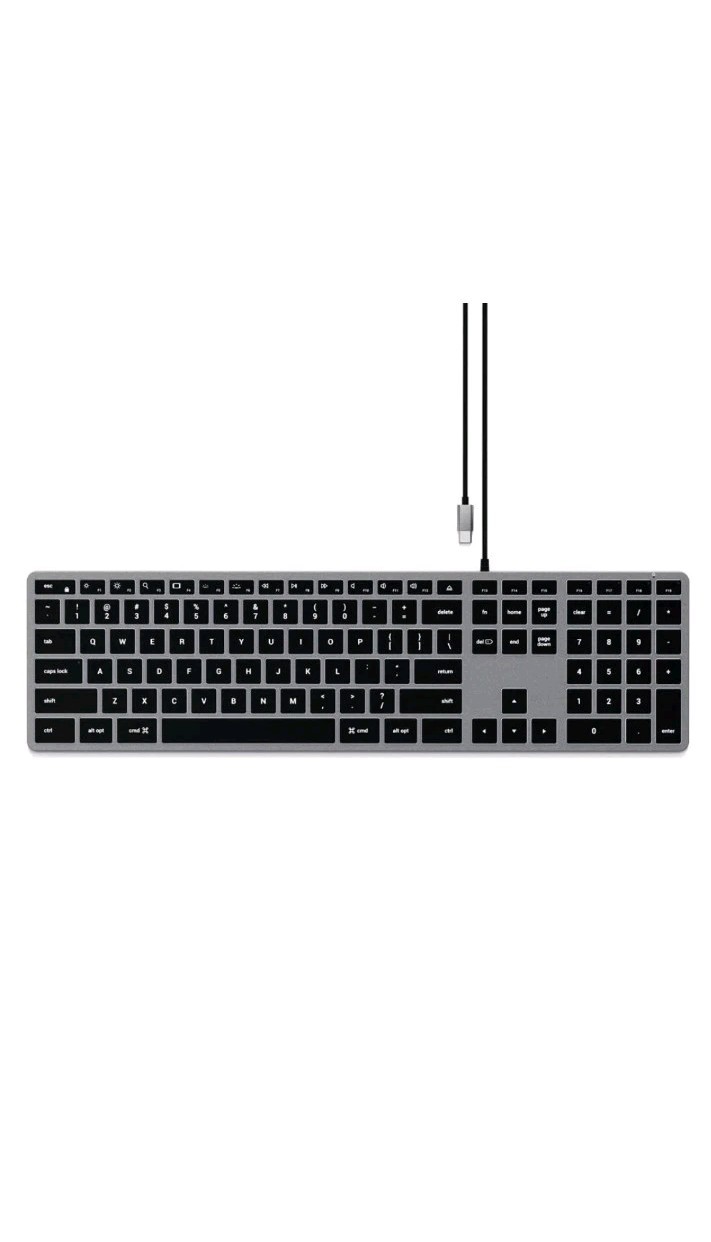 Satechi Slim W3 USB-C Wired Backlit Keyboard for iPad/iMac/MacBook Space Grey