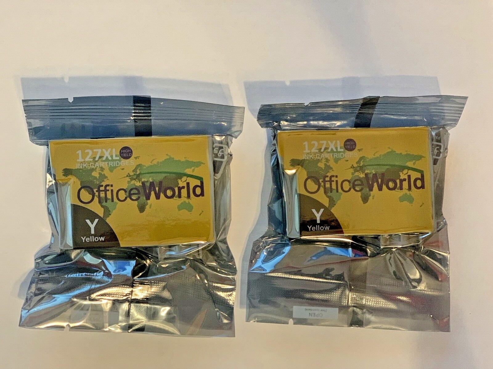 Office World Set of 2 127XL High Yield Yellow Ink Cartridge for Epson New Sealed