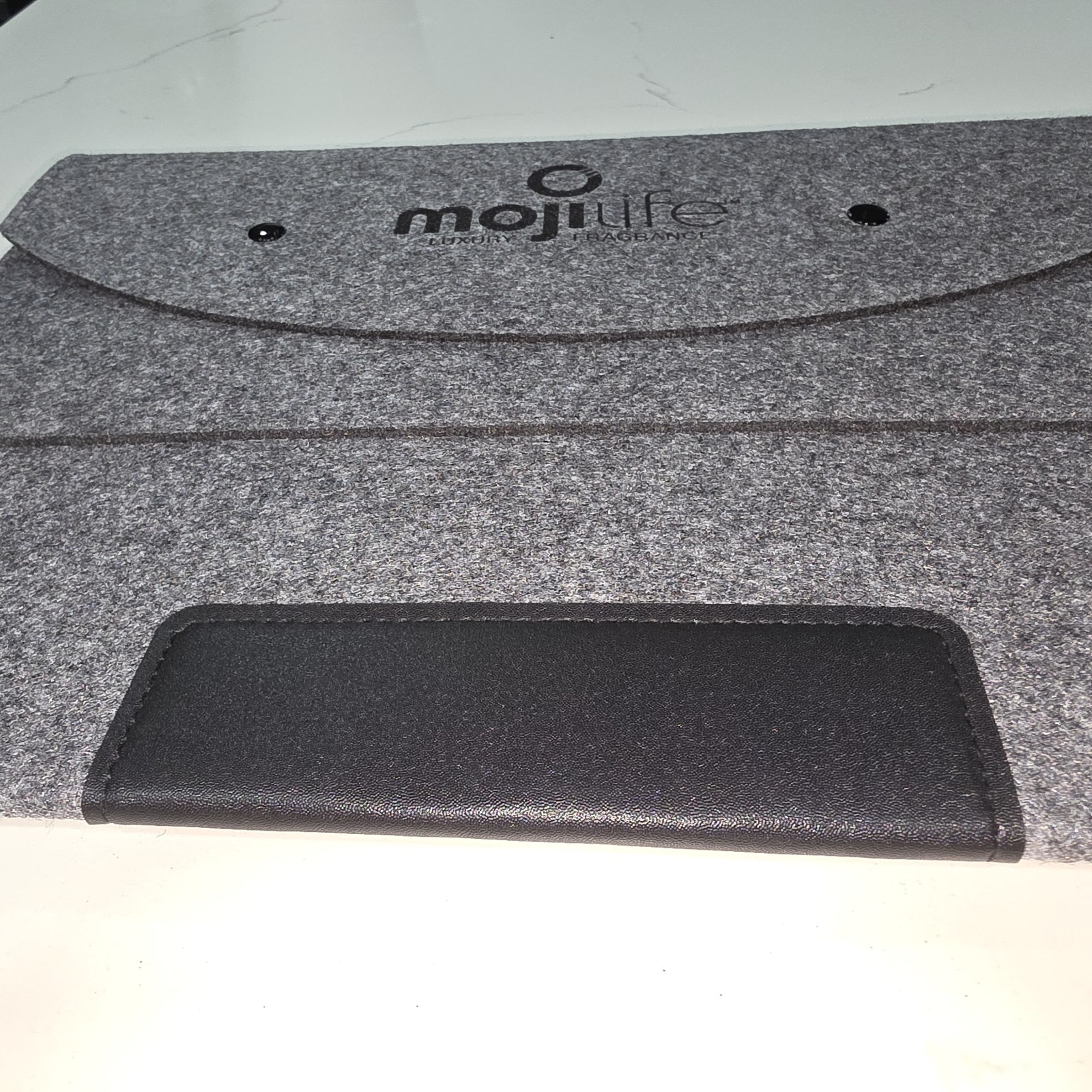 mojilife Felt Sleeve/Pouch for Tablet 13" Gray Black Snap Closure 10.5" Height