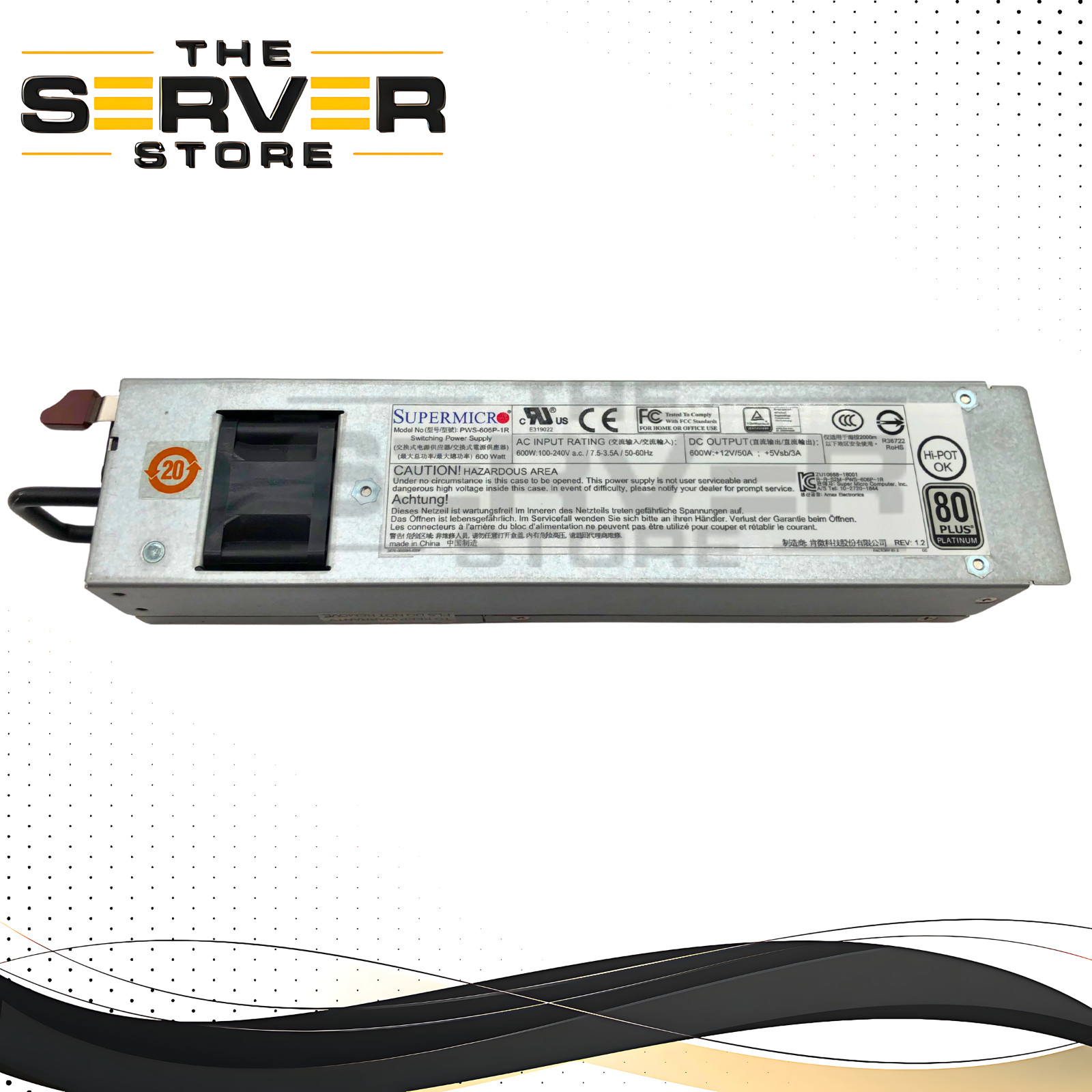 Supermicro 600W 80+ Platinum 1U Redundant Hot-Swap PSU 672042091386 PWS-606P-1R