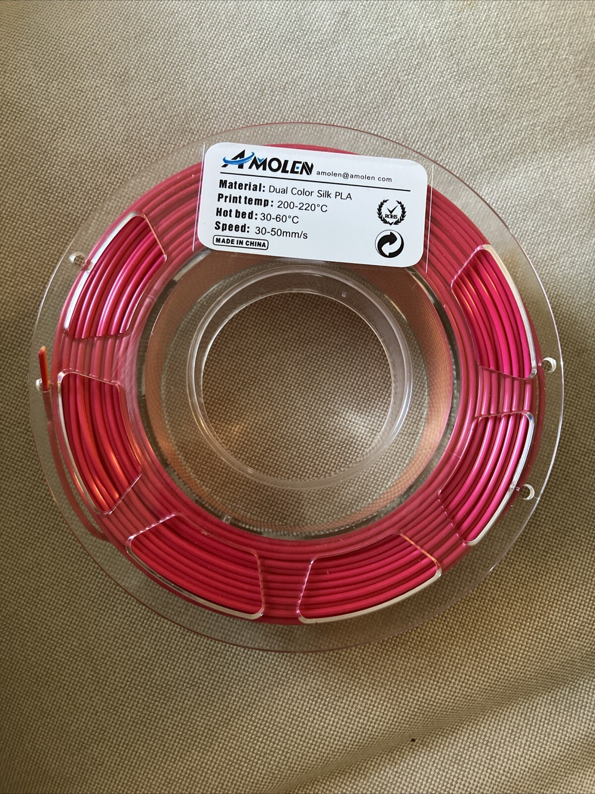 AMOLEN 3D Printer Filament PLA Filament 1.75mm 2 Color Filament Silk Pink Orange