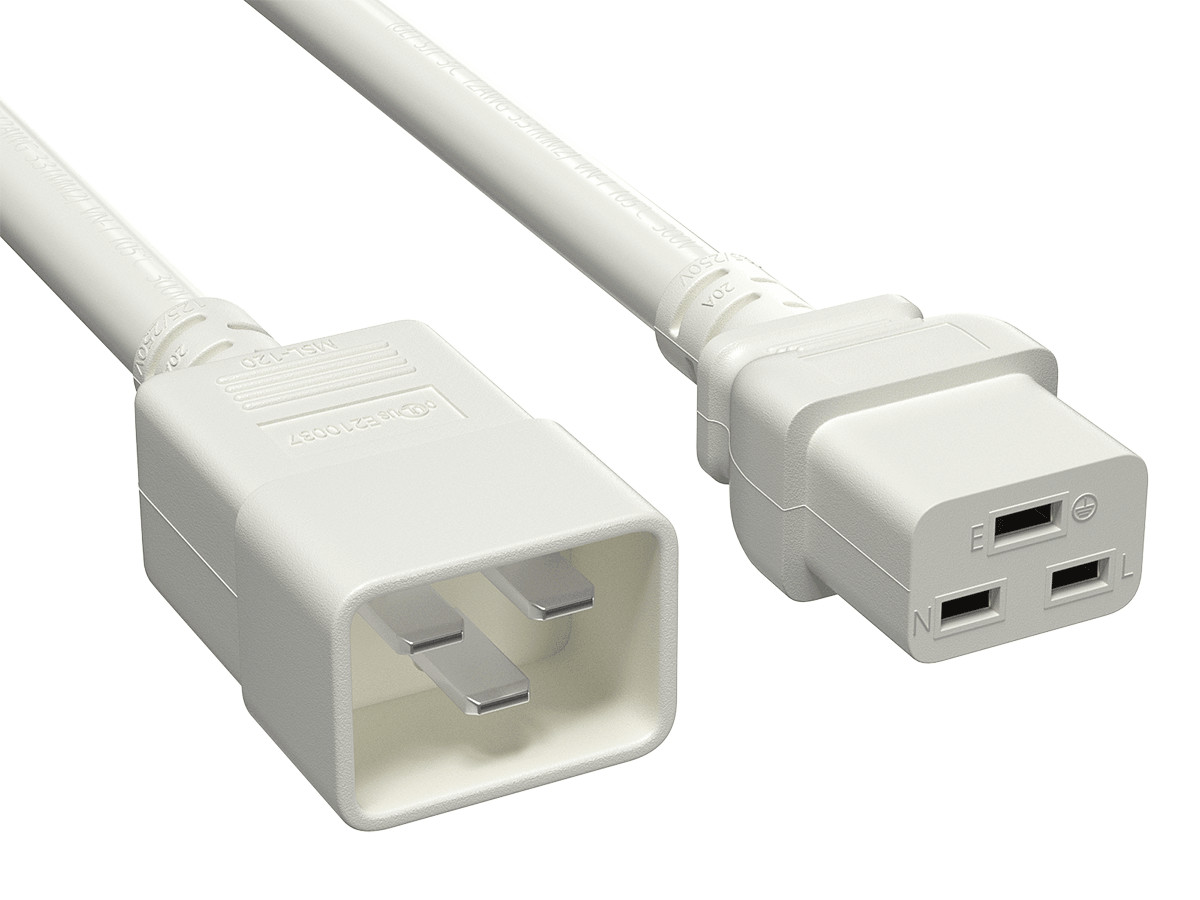 2ft IEC320 C20 to C19 Heavy Duty Extension Power Cord, 12AWG, SJT, 20A/250V, ...