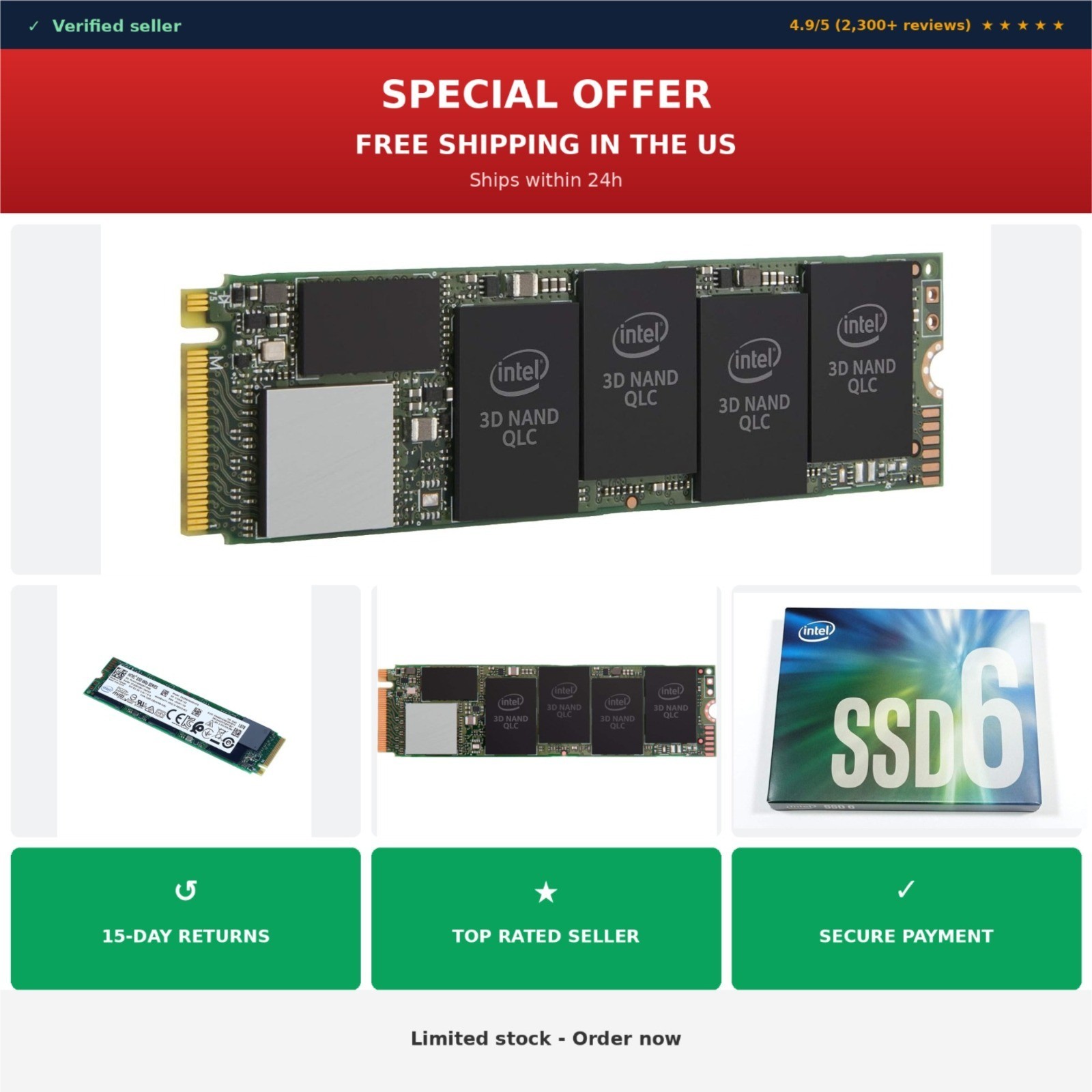 Intel 660p 1TB M.2 NVMe PCIe 3.0 x4 Internal SSD SSDPEKNW010T8X1