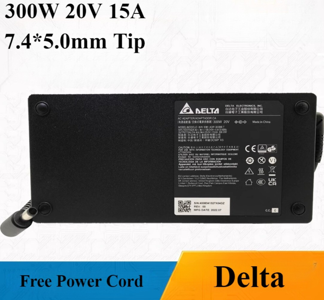 Original Delta 300W 20V 15A Laptop Charger ADP-300BB T 7.4*5.0mm Pin Adapter