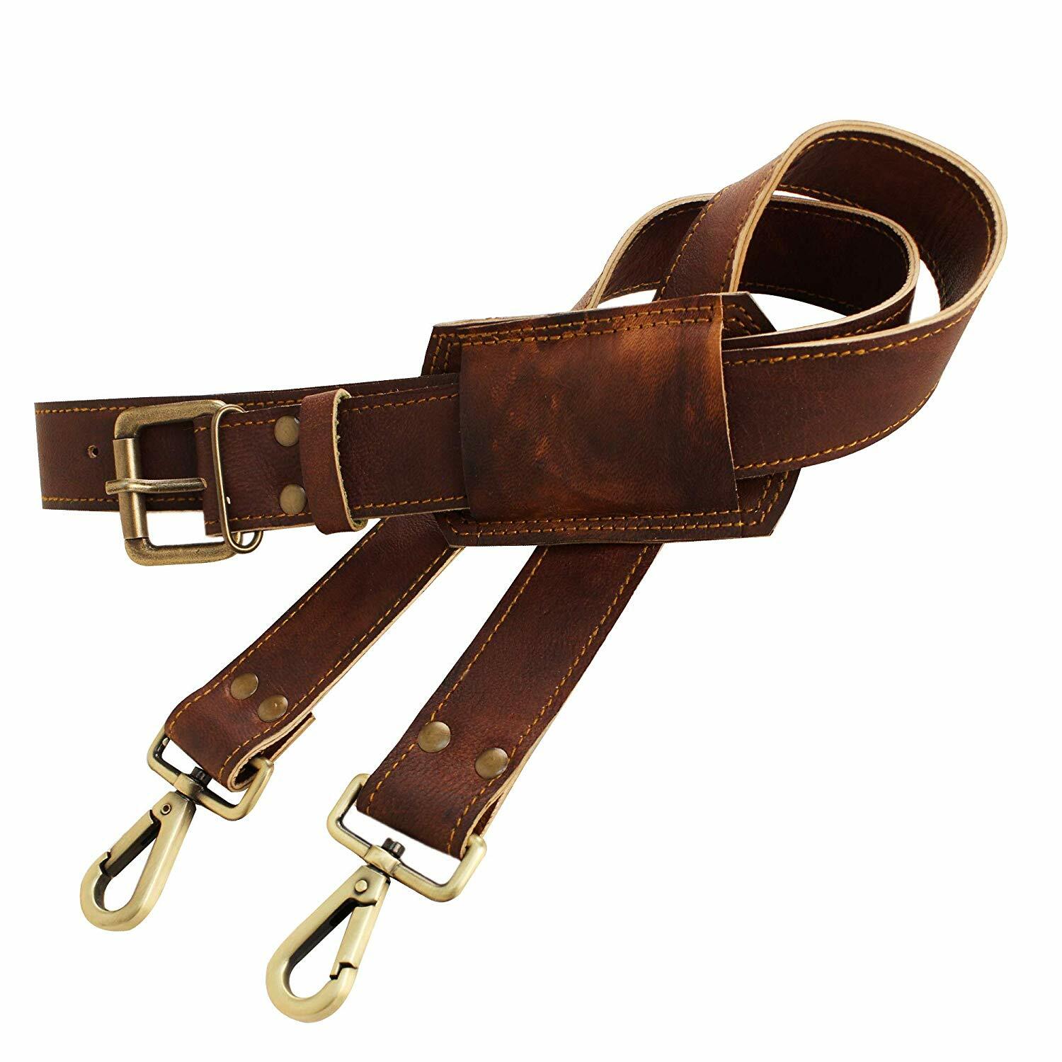 Adjustable Padded Replacement Shoulder Strap with Brass Metal Swivel Hooks