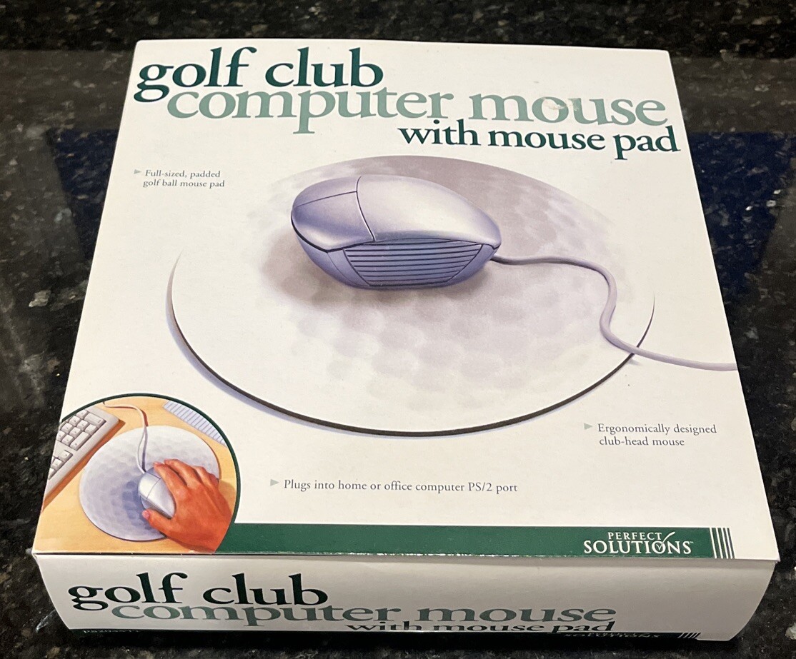 Vintage Perfect Solutions Golf Club Computer Mouse with Mouse Pad