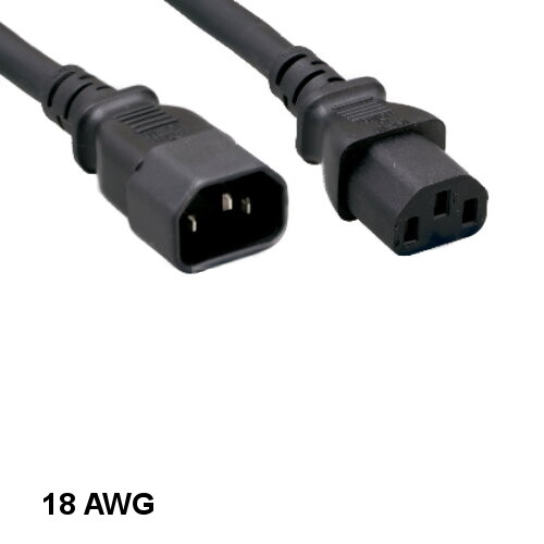 Kentek 3' ft 18 AWG Standard Power Extension Cord IEC-60320 C13 to C14 10A/250V