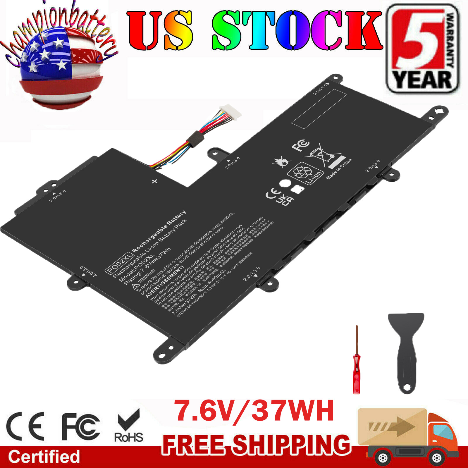 PO02XL Battery for HP Stream Notebook - 11-r010nr 11-R 824560-005 HSTNN-DB7