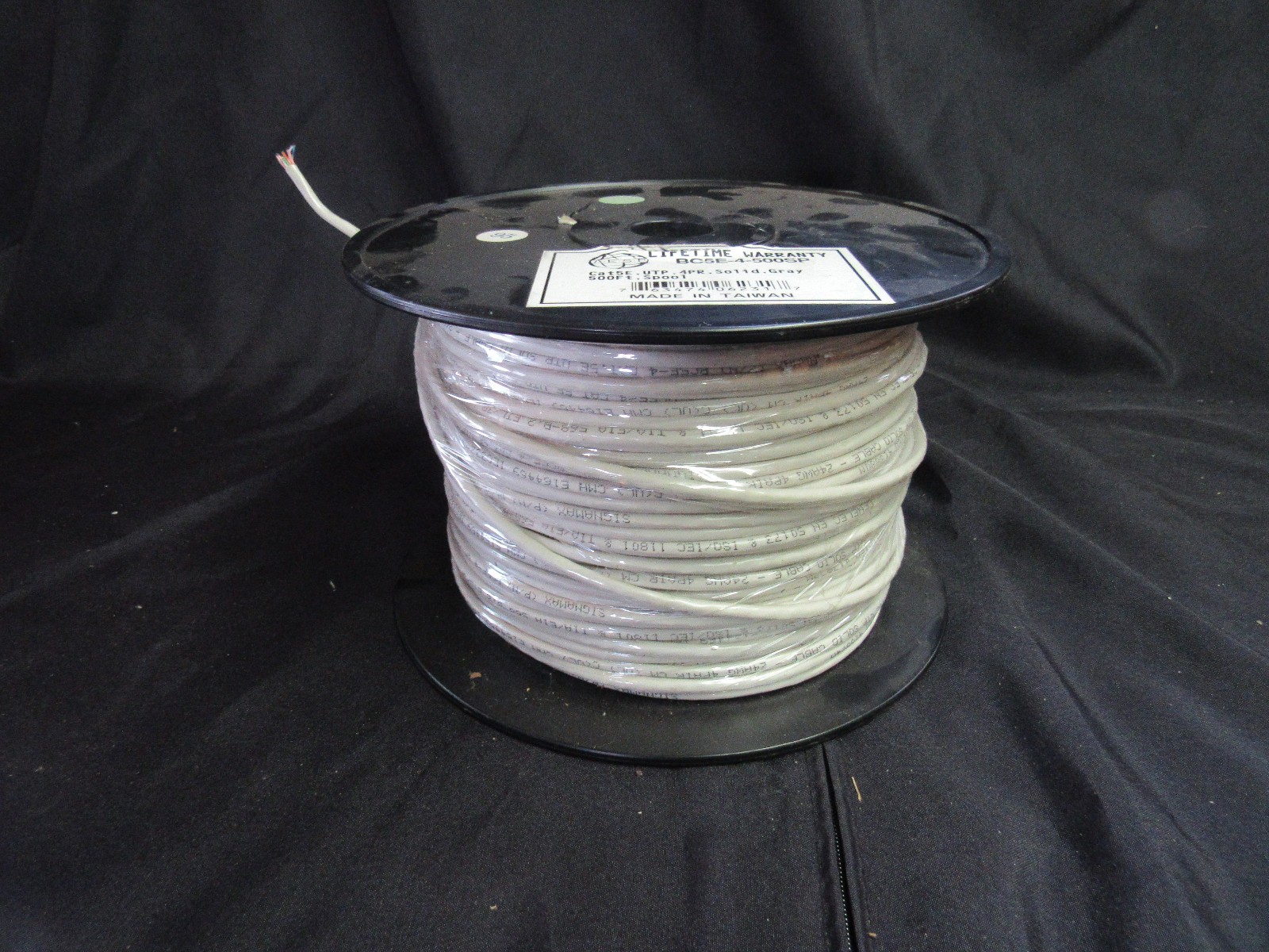 Cat5E UTP 4PR Solid Gray 500 FT Spool Ethernet Data Cable Copper FL