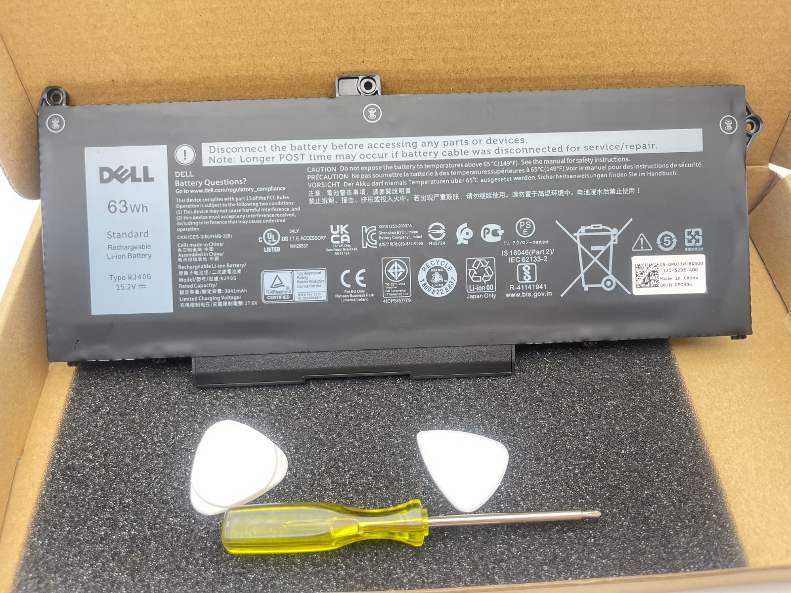 Lot 10 New RJ40G M033W Battery For Dell Latitude 5420 5520 Precision 3560 63Wh