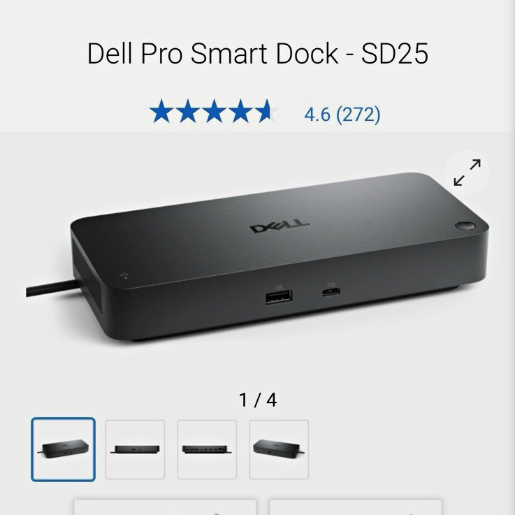 Dell Pro Smart Dock SD25 Docking Station Black HDMI DP USB-C USB-A RJ-45