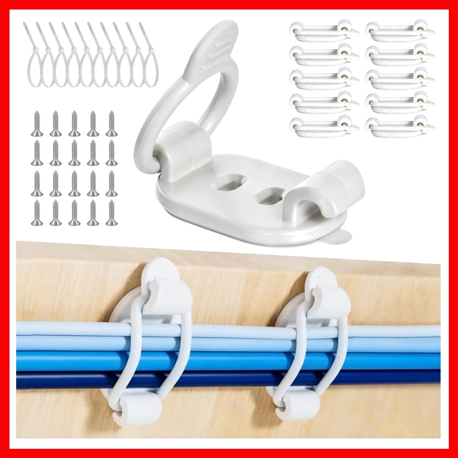 10 Pack Adhesive Cable Clips, Adjustable Cable Management Clips White