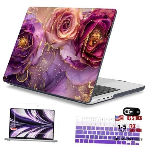 Case for 2026 M5 MacBook Pro 16 inch A3429 A3428 M4 A3403 A3186 Marble Flowers